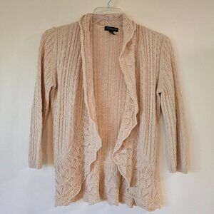 Lauren Jeans Company Ralph Lauren Creme Cotton Romantic Lace Knit Sweater Medium